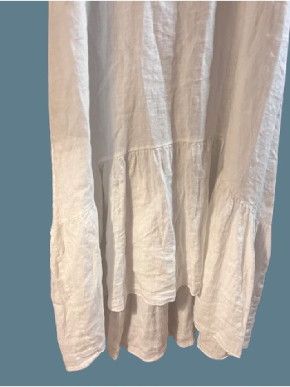 White 100% Linen Tiered Maxi Slip Dress Size M VGUC - Picture 8 of 10